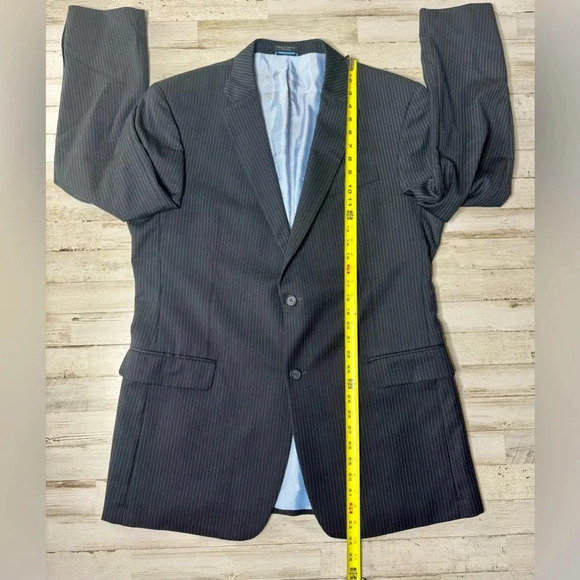 Tommy Hilfiger Jacket Black Striped 100% Wool Twill Blazer Sport Coat 44L - Picture 5 of 12